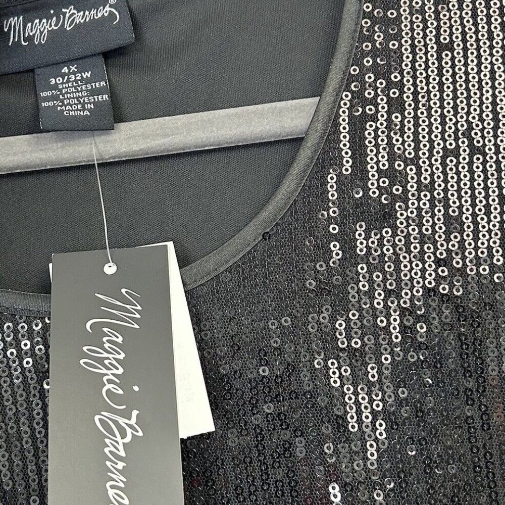 NEW Maggie Barnes Black Sequin Top Womens Size 4X Dressy Party - Picture 6 of 9